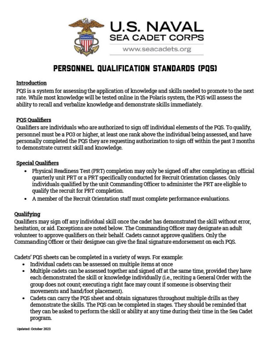Ensure Your Cadet's Success: Download the Personnel Qualification Standards (PQS) Guide