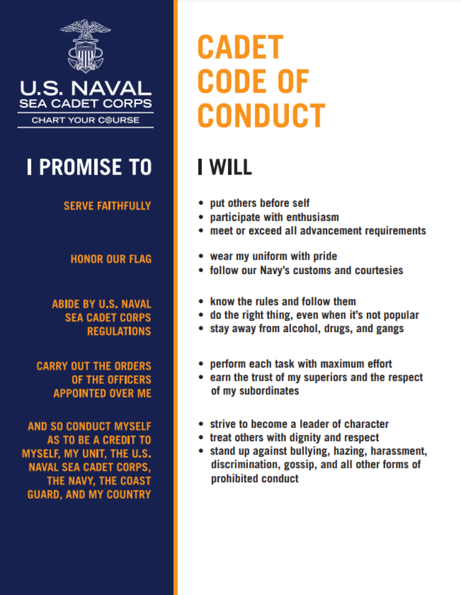 Sea Cadet Oath & Cadet Code of Conduct